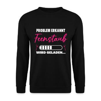 Problem erkannt Feenstaub wird geladen Fee Einhorn - Unisex Pullover - Schwarz - Vorne - Alina (178cm) & Michal (187cm)