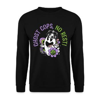 Flics fantômes, pas de repos ! Le policier Spooky Hal - Sweat-shirt Unisexe - noir - Devant - Alina (178cm) & Michal (187cm)