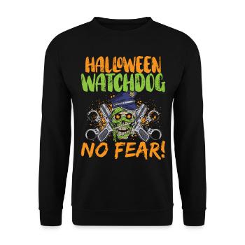 Chien de garde d’Halloween, n’ayez crainte! Policier Halloween - Sweat-shirt Unisexe - noir - Devant - Alina (178cm) & Michal (187cm)