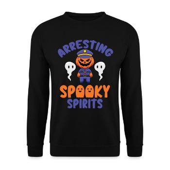 Arrest of creepy ghosts policeman Halloween - Unisex Sweatshirt - black - Front - Alina (178cm) & Michal (187cm)