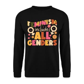 Feminist Feminism Includes All - Unisex Sweatshirt - black - Front - Alina (178cm) & Michal (187cm)