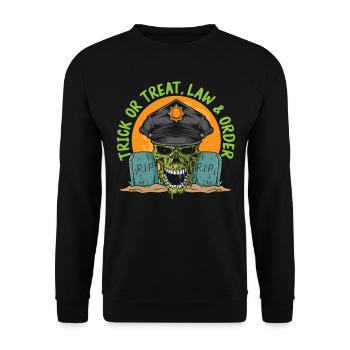 Trick or Treat, Law Enforcement Halloween - Unisex Sweatshirt - black - Front - Alina (178cm) & Michal (187cm)