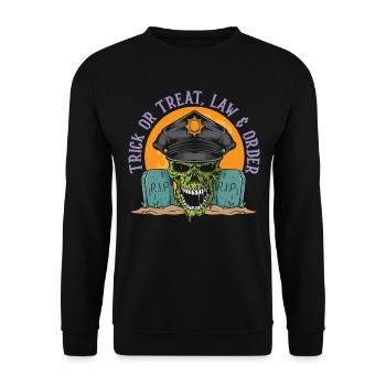 Trick or Treat, Law Enforcement Halloween - Unisex Sweatshirt - black - Front - Alina (178cm) & Michal (187cm)