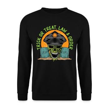 Trick or Treat, Law Enforcement Halloween - Unisex Sweatshirt - black - Front - Alina (178cm) & Michal (187cm)