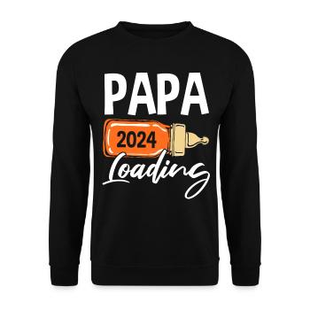 Werdender Papa 2024 - Unisex Pullover - Schwarz - Vorne - Alina (178cm) & Michal (187cm)