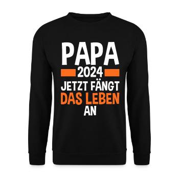 Werdender Papa 2028 - Unisex Pullover - Schwarz - Vorne - Alina (178cm) & Michal (187cm)