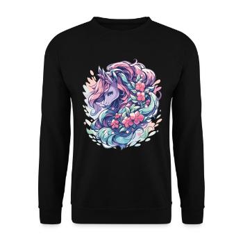 Einhorn Einhörner Einhorn party Unicorns - Unisex Pullover - Schwarz - Vorne - Alina (178cm) & Michal (187cm)