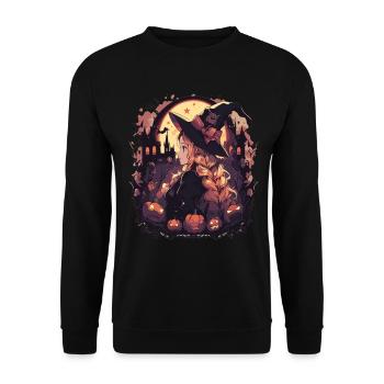 Sorcières Halloween Sorcière Citrouille Halloween Party - Sweat-shirt Unisexe - noir - Devant - Alina (178cm) & Michal (187cm)