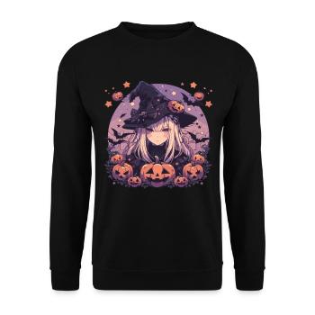 Sorcières Halloween Sorcière Citrouille Halloween Party - Sweat-shirt Unisexe - noir - Devant - Alina (178cm) & Michal (187cm)