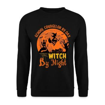 Halloween Witch Moon for School Principal and Teacher - Unisex Sweatshirt - black - Front - Alina (178cm) & Michal (187cm)