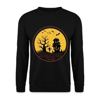 Halloween Time Creepy Halloween Haunted Castle - Unisex Sweatshirt - black - Front - Alina (178cm) & Michal (187cm)