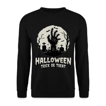 Halloween Trick Or Treat Zombie Hand in Graveyard - Unisex Sweatshirt - black - Front - Alina (178cm) & Michal (187cm)