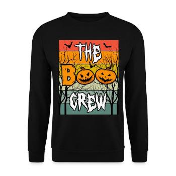 The Boo Crew: Gruseliger Halloween Spaß mit Kürbis - Unisex Pullover - Schwarz - Vorne - Alina (178cm) & Michal (187cm)