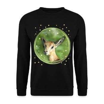 Gazelle - Antilope - Wildtier in Afrika - Unisex Pullover - Schwarz - Vorne - Alina (178cm) & Michal (187cm)
