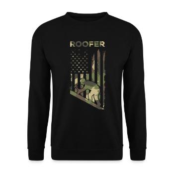 Roofer US America Flag - Roofing Worker Roofer - Unisex Pullover - Schwarz - Vorne - Alina (178cm) & Michal (187cm)