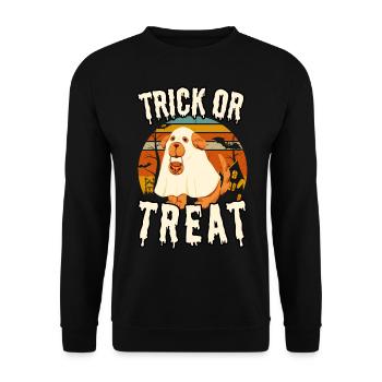 Trick or Treat Halloween chien avec déguisement - Sweat-shirt Unisexe - noir - Devant - Alina (178cm) & Michal (187cm)