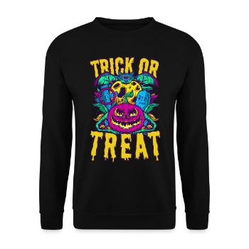 Psychedelic Halloween Design: Trick or Treat! - Unisex Sweatshirt - black - Front - Alina (178cm) & Michal (187cm)