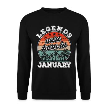 Januar Geburtstag Januar Geboren Legende Geschenk - Unisex Pullover - Schwarz - Vorne - Alina (178cm) & Michal (187cm)