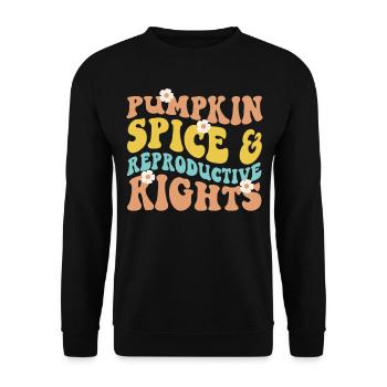 Feminist Pumpkin Spice & - Unisex Pullover - Schwarz - Vorne - Alina (178cm) & Michal (187cm)