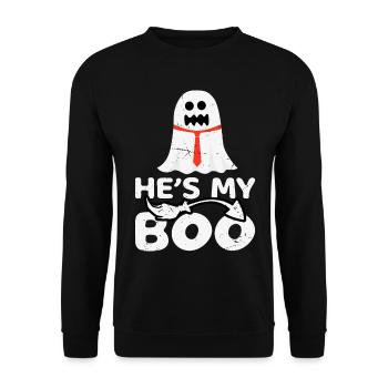 He's My Boo - Lustges Halloween Partner Kostüm - Unisex Pullover - Schwarz - Vorne - Alina (178cm) & Michal (187cm)