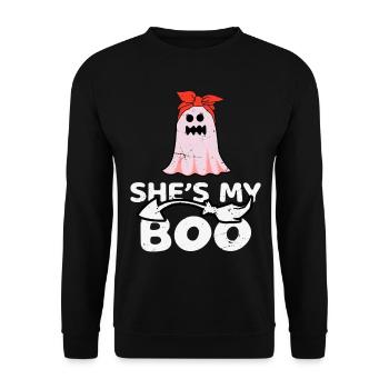 She's My Boo - Lustges Halloween Partner Kostüm - Unisex Pullover - Schwarz - Vorne - Alina (178cm) & Michal (187cm)