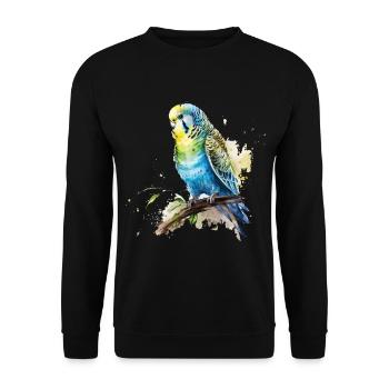 Perruche bleu vert dessin aquarelle - Sweat-shirt Unisexe - noir - Devant - Alina (178cm) & Michal (187cm)