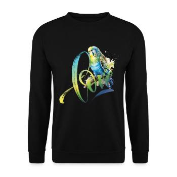 Perruche bleu vert dessin aquarelle - Sweat-shirt Unisexe - noir - Devant - Alina (178cm) & Michal (187cm)