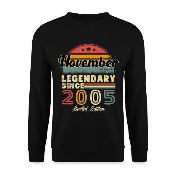 Vintage birthday gift born in November 2005 - Unisex Sweatshirt - black - Front - Alina (178cm) & Michal (187cm)