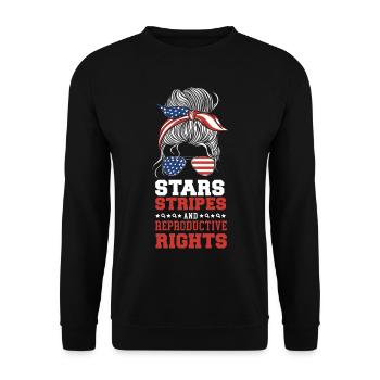 Feminist Stars Stripes & - Unisex Sweatshirt - black - Front - Alina (178cm) & Michal (187cm)