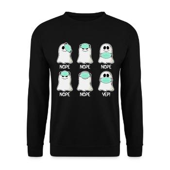 Halloween Happy: Conception de masques fantômes drôles - Sweat-shirt Unisexe - noir - Devant - Alina (178cm) & Michal (187cm)