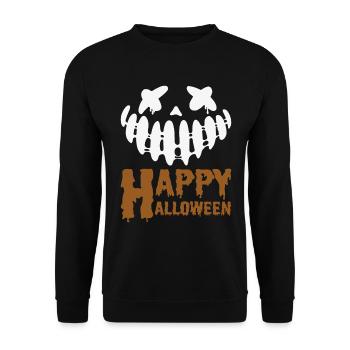 Creepy Happy Halloween - Conception de visage de citrouille - Sweat-shirt Unisexe - noir - Devant - Alina (178cm) & Michal (187cm)