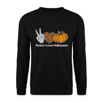 Spooky Halloween Design: Peace Love Pumpkin - Unisex Sweatshirt - black - Front - Alina (178cm) & Michal (187cm)