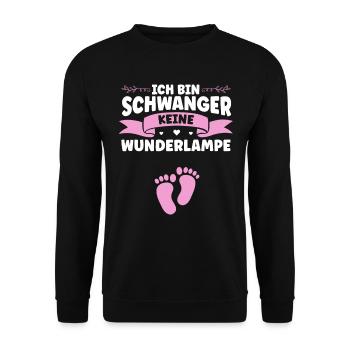 Ich bin schwanger und keine Wunderlampe - Unisex Pullover - Schwarz - Vorne - Alina (178cm) & Michal (187cm)