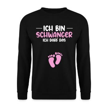 Ich bin schwanger Ich darf das - Schwanger Mama - Unisex Pullover - Schwarz - Vorne - Alina (178cm) & Michal (187cm)