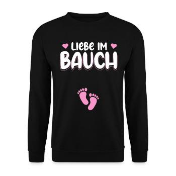 Liebe im Bauch - Schwanger Mama - Unisex Pullover - Schwarz - Vorne - Alina (178cm) & Michal (187cm)