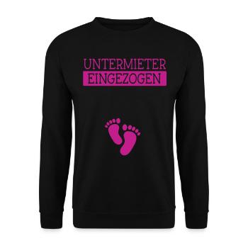 Untermieter Eingezogen - Schwanger Mama - Unisex Pullover - Schwarz - Vorne - Alina (178cm) & Michal (187cm)