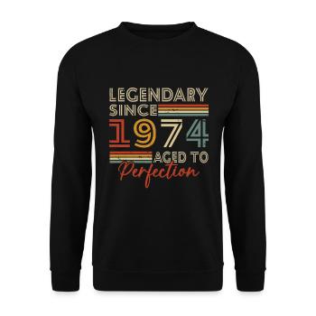 1974 Vintage Retro Birthday Gift - Unisex Sweatshirt - black - Front - Alina (178cm) & Michal (187cm)