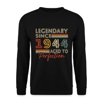 Legendary Since 1944 Vintage Birthday Gift - Unisex Sweatshirt - black - Front - Alina (178cm) & Michal (187cm)