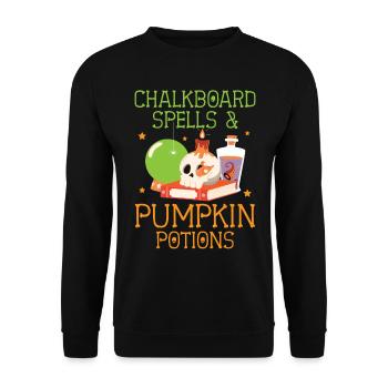 Chalkboard Magic & Pumpkin Potions Halloween - Unisex Sweatshirt - black - Front - Alina (178cm) & Michal (187cm)