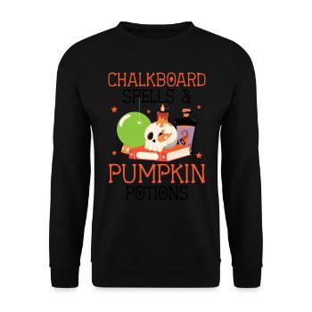 Table Magic & Pumpkin Potions Halloween - Unisex Sweatshirt - black - Front - Alina (178cm) & Michal (187cm)