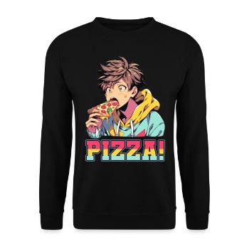 Pizza Lover Young Girl Anime Manga Pizza - Sweat-shirt Unisexe - noir - Devant - Alina (178cm) & Michal (187cm)