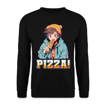 Pizza Lover Young Girl Anime Manga Pizza - Sweat-shirt Unisexe - noir - Devant - Alina (178cm) & Michal (187cm)
