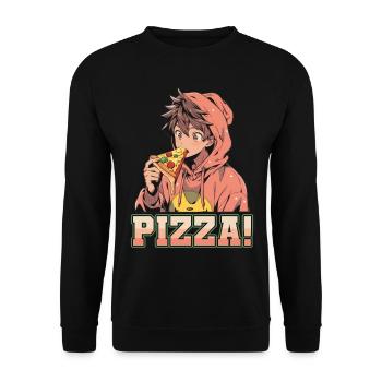 Pizza Lover Young Girl Anime Manga Pizza - Sweat-shirt Unisexe - noir - Devant - Alina (178cm) & Michal (187cm)