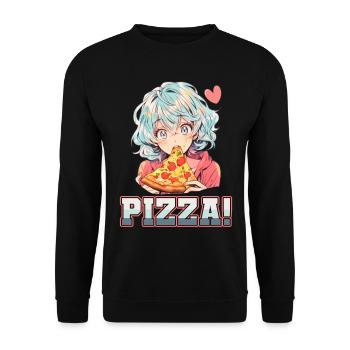 Pizza Lover Young Girl Anime Manga Pizza - Sweat-shirt Unisexe - noir - Devant - Alina (178cm) & Michal (187cm)