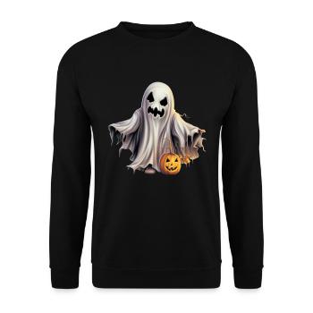 Fantôme cool avec citrouille: Joyeux Halloween! - Sweat-shirt Unisexe - noir - Devant - Alina (178cm) & Michal (187cm)