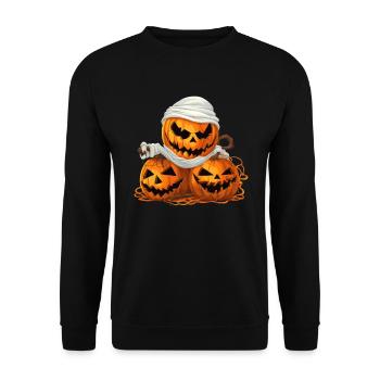 Gruselige Halloween-Kürbisse - Nacht der Geister - Unisex Pullover - Schwarz - Vorne - Alina (178cm) & Michal (187cm)