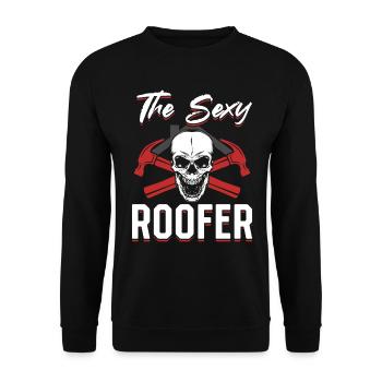 The Sexy Roofer - Roofing Contractor Roof Worker - Unisex Pullover - Schwarz - Vorne - Alina (178cm) & Michal (187cm)