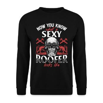 Now You Know What A Sexy Roofer Looks Like - Roof - Unisex Pullover - Schwarz - Vorne - Alina (178cm) & Michal (187cm)