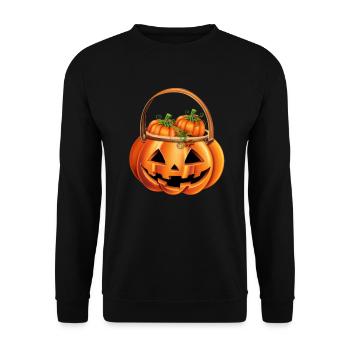 Scary pumpkin with candy for Halloween - Unisex Sweatshirt - black - Front - Alina (178cm) & Michal (187cm)