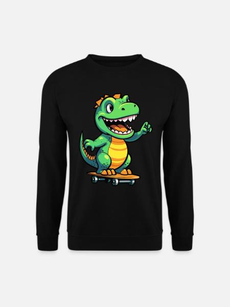 Cooler T-Rex skatet! Dino-Power auf dem Skateoard - Unisex Pullover - Schwarz